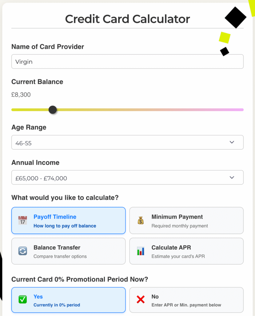 Credit Card Calculator Screenshot
