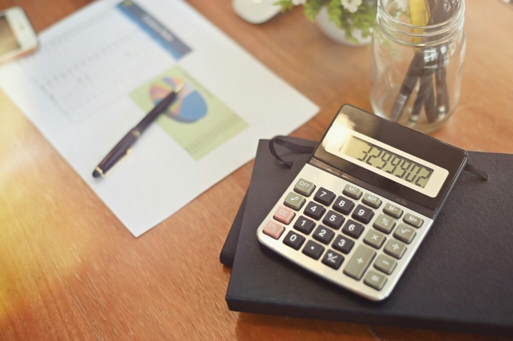 Calculator showing numbers for credit calculations