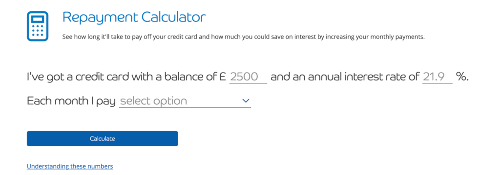 Barclays Minimum Repayment Calculator